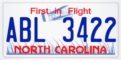 NC license plate ABL3422