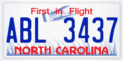 NC license plate ABL3437