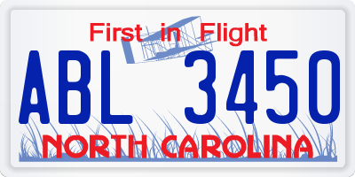 NC license plate ABL3450
