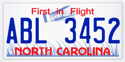 NC license plate ABL3452