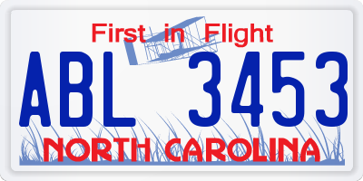 NC license plate ABL3453