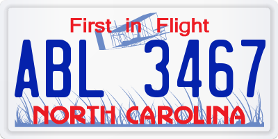 NC license plate ABL3467
