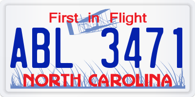 NC license plate ABL3471