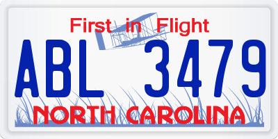 NC license plate ABL3479
