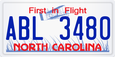 NC license plate ABL3480