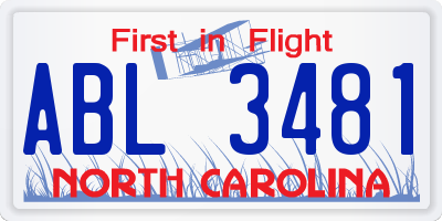 NC license plate ABL3481