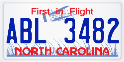 NC license plate ABL3482