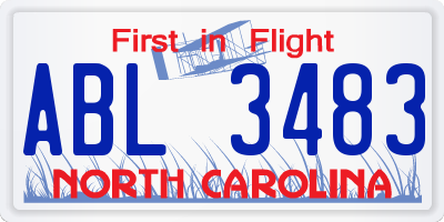 NC license plate ABL3483
