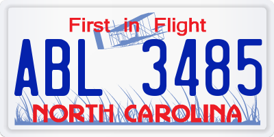 NC license plate ABL3485