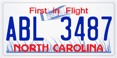 NC license plate ABL3487