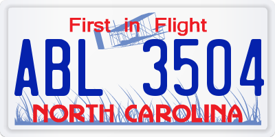 NC license plate ABL3504