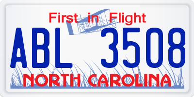 NC license plate ABL3508
