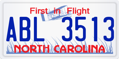 NC license plate ABL3513