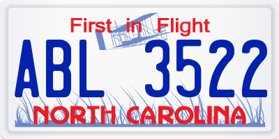 NC license plate ABL3522