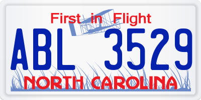 NC license plate ABL3529