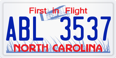 NC license plate ABL3537