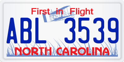 NC license plate ABL3539