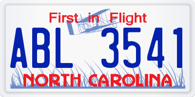 NC license plate ABL3541