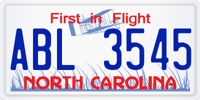 NC license plate ABL3545