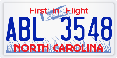 NC license plate ABL3548