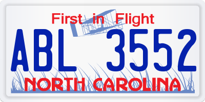 NC license plate ABL3552