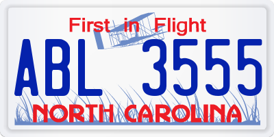 NC license plate ABL3555
