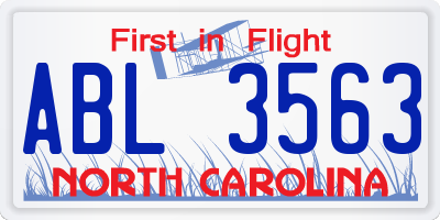 NC license plate ABL3563