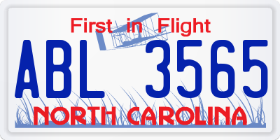 NC license plate ABL3565