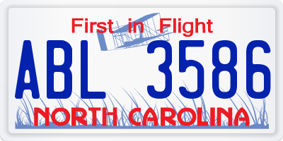 NC license plate ABL3586