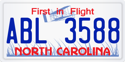 NC license plate ABL3588