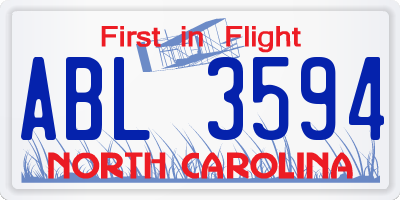 NC license plate ABL3594