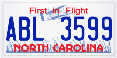 NC license plate ABL3599