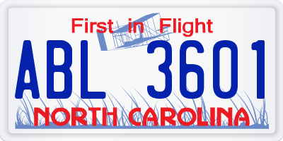 NC license plate ABL3601