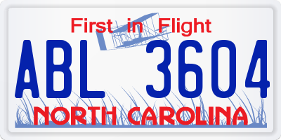 NC license plate ABL3604