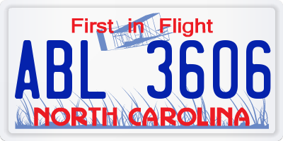 NC license plate ABL3606