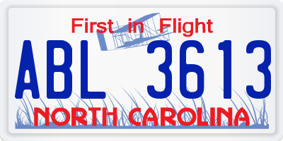 NC license plate ABL3613