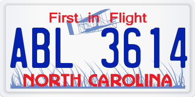 NC license plate ABL3614