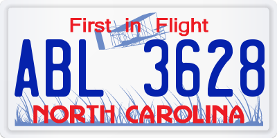 NC license plate ABL3628