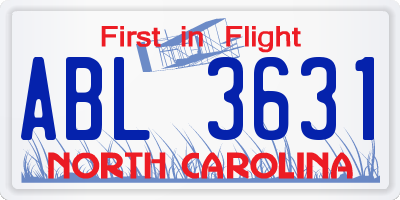 NC license plate ABL3631