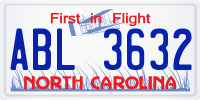 NC license plate ABL3632