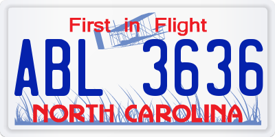 NC license plate ABL3636