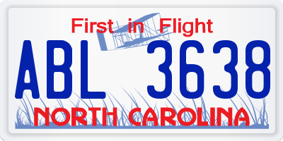 NC license plate ABL3638