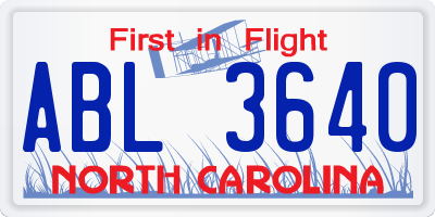 NC license plate ABL3640