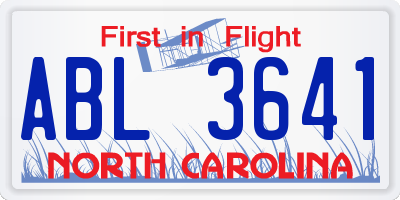 NC license plate ABL3641