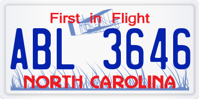 NC license plate ABL3646