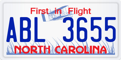 NC license plate ABL3655