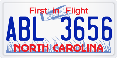 NC license plate ABL3656