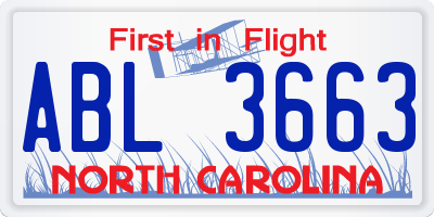 NC license plate ABL3663