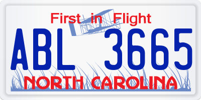 NC license plate ABL3665