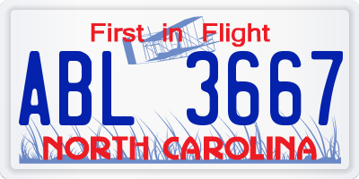 NC license plate ABL3667
